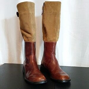 Matisse Womens Tall Leather Suede Riding Boots Cognac Tan Made in Brazil 7.5 M